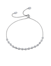 Authentic CRISLU Bezel Set Adjustable Bracelet in Platinum - £114.09 GBP