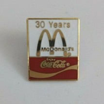 Vintage Enjoy Coca Cola 30 Years McDonald&#39;s .75&quot; Lapel Hat Pin - £8.00 GBP