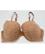 Victoria&#39;s Secret Demi Bra Taupe Beige Underwire Floral Lace Overlay Siz... - $19.59