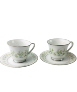 2 NORITAKE SAVANNAH Coffee Cup Saucer 2031 PLATINUM RIM 1969-1991 Discon... - $28.69