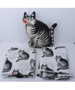 Kilban Cat Kiss Lips Stuffed Pillow &amp; Twin Size Flat &amp; Fitted Sheet Set ... - $78.99