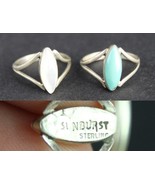 sterling silver ring lot X2 turquoise white onyx SUNBURST STERLING size 3.5 - £37.45 GBP