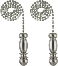 Brushed Nickel Ciata Pendant Pull Chain With 12 Inch Beaded Chain, 2 Pack. - £35.88 GBP