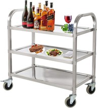 Tonchean 30 X 16 X 33 Inch 3 Tier Stainless Steel Kitchen Trolley Cart With 300 - £94.24 GBP