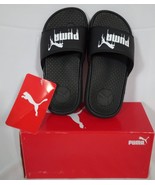 Puma Boy&#39;s Slide Beach Sandals Slippers Black /White Size 13 M - £26.76 GBP