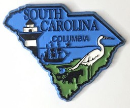 Columbia South Carolina State Map USA Rubber Refrigerator Fridge Magnet Blue - $6.00