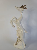 White Iridescent and Gold Vintage Christmas Ceramic Reindeer  10” - £8.84 GBP