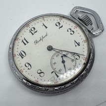 VTG Rockford Hand-Wind Mechanical Pocket Watch Men Silver Small Second S... - $142.49