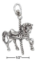 Sterling Silver Three Dimensional Carousel Horse Charm - £23.72 GBP
