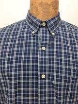 Brooks Brothers M Blue Plaid Shirt Long-Sleeve Button-Down Cotton X-Slim - £20.75 GBP