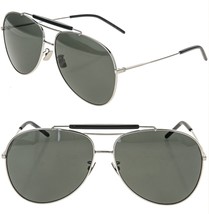 SAINT LAURENT CLASSIC OVERSIZED SL 11 001 Silver Black Aviator Sunglasse... - £282.14 GBP