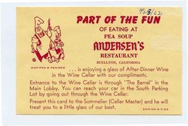 Part of the Fun of Eating at Pea Soup Andersen&#39;s Card Buellton CA Free W... - £21.68 GBP