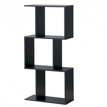 2/3/4 Tiers Wooden S-Shaped Bookcase for Living Room Bedroom Office-3-Tier - Co - £62.46 GBP