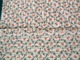 Fabric NEW Concord Small Yellow Roses and Greens on a Celadon Green Stri... - £3.00 GBP