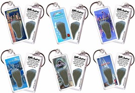Seattle FootWhere® Souvenir Keychains. 6 Piece Set. Made in USA - £26.37 GBP