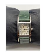 Nine West Silver Tone Square Dial Green Leather Band Watch Working New B... - $40.65 CAD