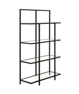 62&quot; Black Metal And Glass Four Tier Etagere Bookcase - $7,056.80 MXN