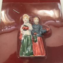 Vintage Dickens collectables hand painted small figurine 2 woman Christmas decor - $19.75