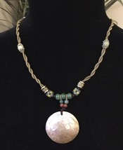 Estate Jewelry Cookie Lee Abalone Shell Natural Stone Beaded Necklace Approx 22" - $14.00