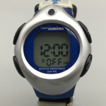 Timex Ironman Digital Watch Kid Unisex Youth Silver Tone Blue 50M New Battery - £19.56 GBP