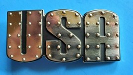 &quot; U S A &quot;  Belt Buckle Chrome #6692 - Rare - £23.18 GBP