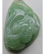Ice Green Natural Burma Jadeite Jade Gold Fish Pendant # 83.40 carats # - $1,636.05 CAD