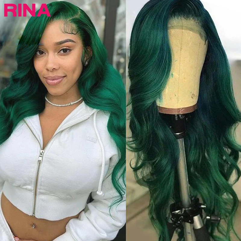 K green 13x4 glueless wear and go wig preplucked human hair wigs body wave lace frontal thumb200