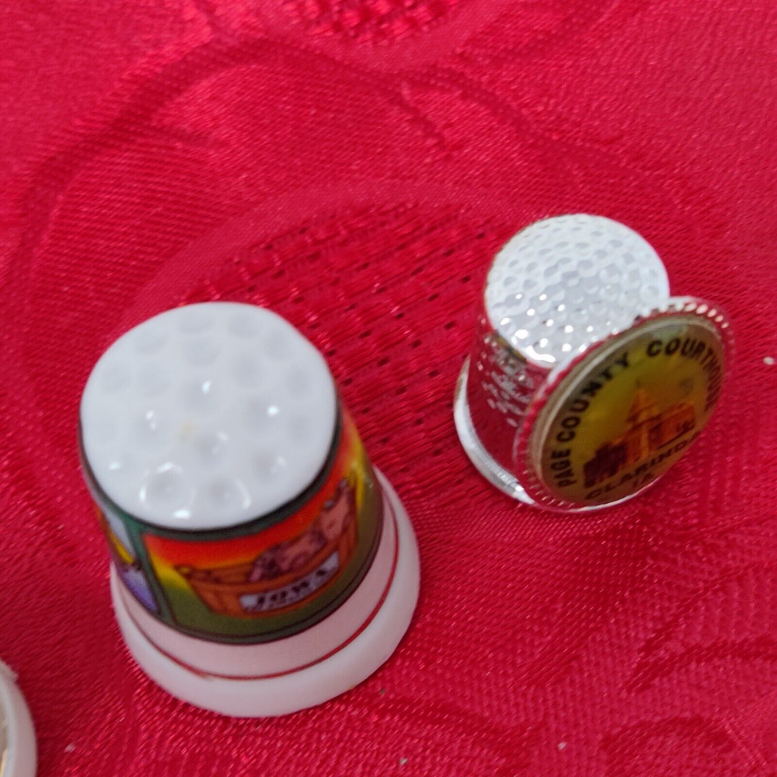 4 Vintage Thimble Floral Iowa Wild Rose Eastern Goldfinch Item image 13