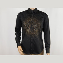Mens CEREMONIA Shirt 100% Cotton Medusa Medallion Rhine Stones #stn 15 vrs black image 12
