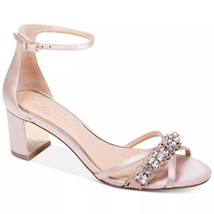 Jewel Badgley Mischka Women Ankle Strap Sandal Giona Size US 10 Champagne Satin - $62.37