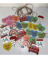 Valentine’s Day Wooden Ornaments Lot Of 30 Be Mine Love You Call Me - $361.76 MXN