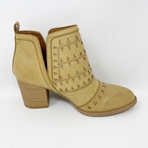 EuroSoft Sofft Womens Faux Leather Tan Laser Cut Stack Heel Bootie, Size 8 - $29.65