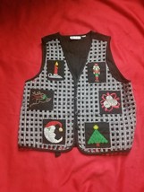 Vintage Vctoria Jones Ugly Christmas Xmas Embroidery Vest M/L - $14.85