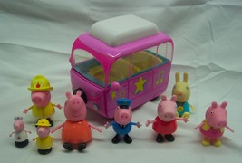 Peppa Pig Large Mixed Characters Dolls & Van Bus Toy Figures Lot - $24.74