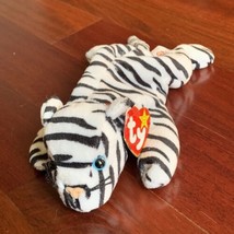 Ty Beanie Baby Blizzard the White Tiger 9&quot; Beanbag Plush Stuffed Animal 1996 Tag - £4.02 GBP