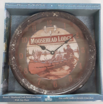 Rivers Edge Products Distressed Vintage Tin Wall Clock Moosehead Lodge #1035 NIB - £31.61 GBP