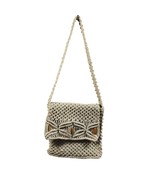 Handmade Macrame Shoulder Bag Boho Wood Beaded Flip Top Closure Unlined ... - $24.97