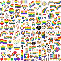 137 PCS Rainbow Temporary Tattoos For Men Adults Kids Pride Temporary Tattoos Bo - £16.85 GBP
