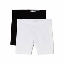 Wonder Nation Girls Bike Shorts 2 Pair Size LARGE (10-12) Solid Black &amp; White - £12.59 GBP