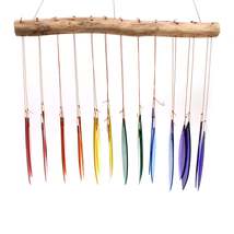 Recycled Glass Rainbow Wind Chimes - Multi Coloured - £43.98 GBP
