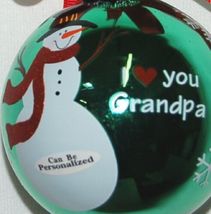 Ganz EX27946 I Love You Grandpa Snowman Christmas Ball Ornament Color Green image 4