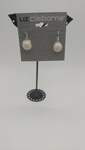 JEWELRY Liz Claiborne White Stone Stud Dangling Pierced Earrings Costume - £8.56 GBP