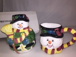 Covered Sugar and Creamer Set, Snowmen, World Link Group Christmas  - £11.81 GBP