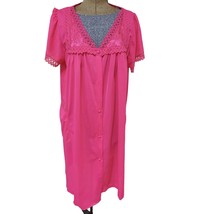 Kelly Reed Robe Womens Pink Short Sleeve V-Neck Button Down Vintage - £9.64 GBP