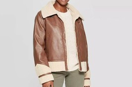 Universal Thread Goods Co.™ ~ Medium ~ Sherpa ~ Moto ~ Faux Leather Brow... - £29.96 GBP