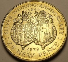 1972 Gibraltar 25 Pence UNC ~70,000 Minted~ 25th Wedding Anniversary-
show or... - £12.37 GBP