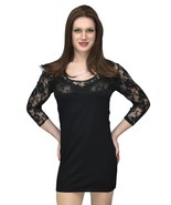 Sexy Black Lace Mini Dress for Crossdressers Sheer Sleeve Bodycon Dresss - $41.55 CAD