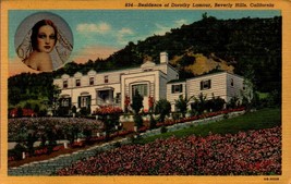 Linen POSTCARD-RESIDENCE Of Dorothy Lamour, Beverly Hills, CA-INSERT Photo BK54 - £3.52 GBP