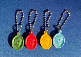 Vintage Set Of Four 1960s Beatles Gumball Charm Pendant Keychain w/SILVER Chains - £16.07 GBP