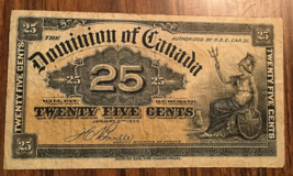 1900 Dominion Of Canada 25 Cents Bank Note - £34.17 GBP